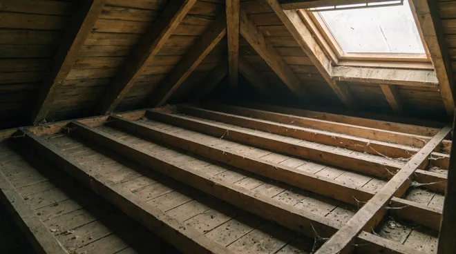 Photo AVANT — combles vides, plancher nu