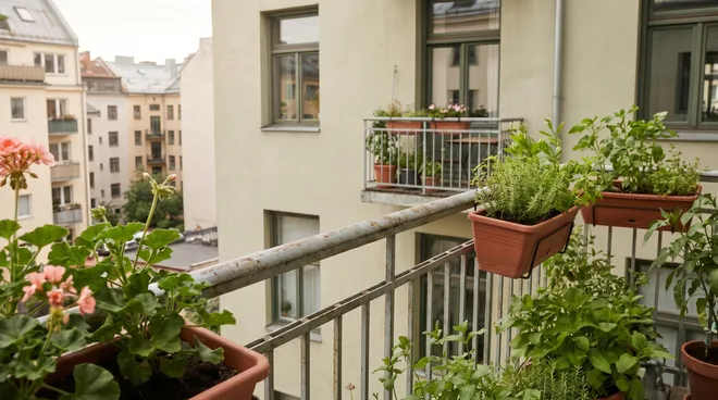 Photo AVANT — balcon d’appartement vide, sans panneau