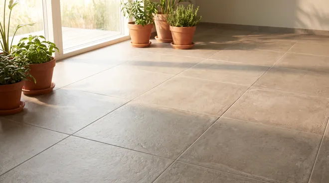 Photo APRÈS — plancher chauffant posé, carrelage fini