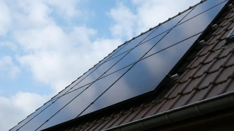 Panneaux solaires photovoltaïques installés sur un toit en pente